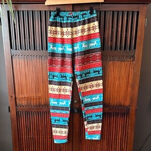 Festive Patterned Thermal Fleece Leggings